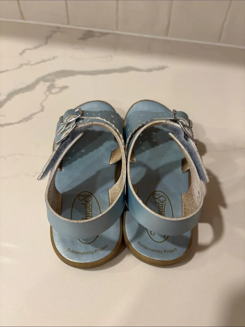 Footmates Eco-Ariel Sandals in Blue Pearl, Size 13 Little Kid